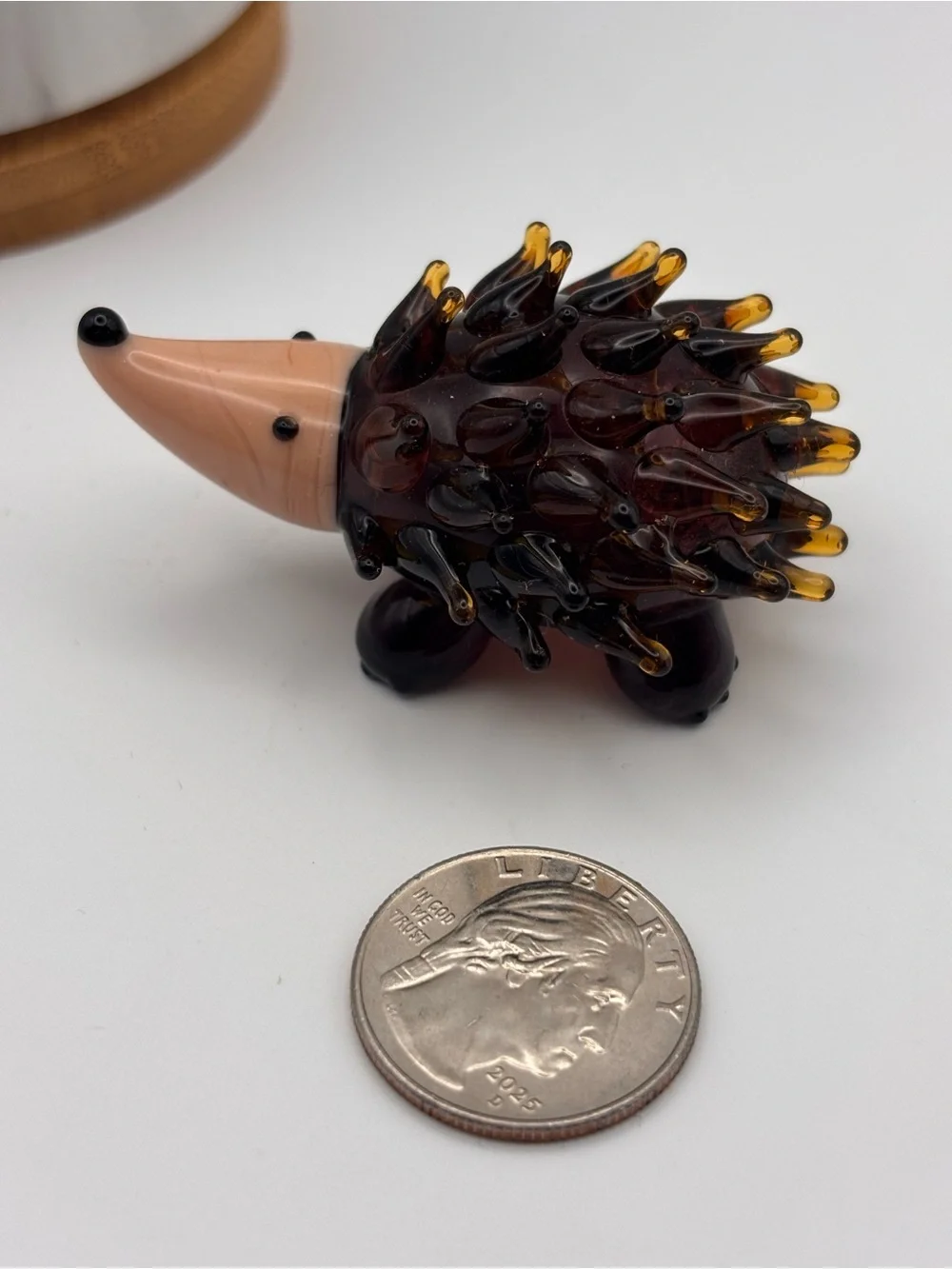 Hand-Crafted Miniature Glass Hedgehog Figurine, Animal Trinket